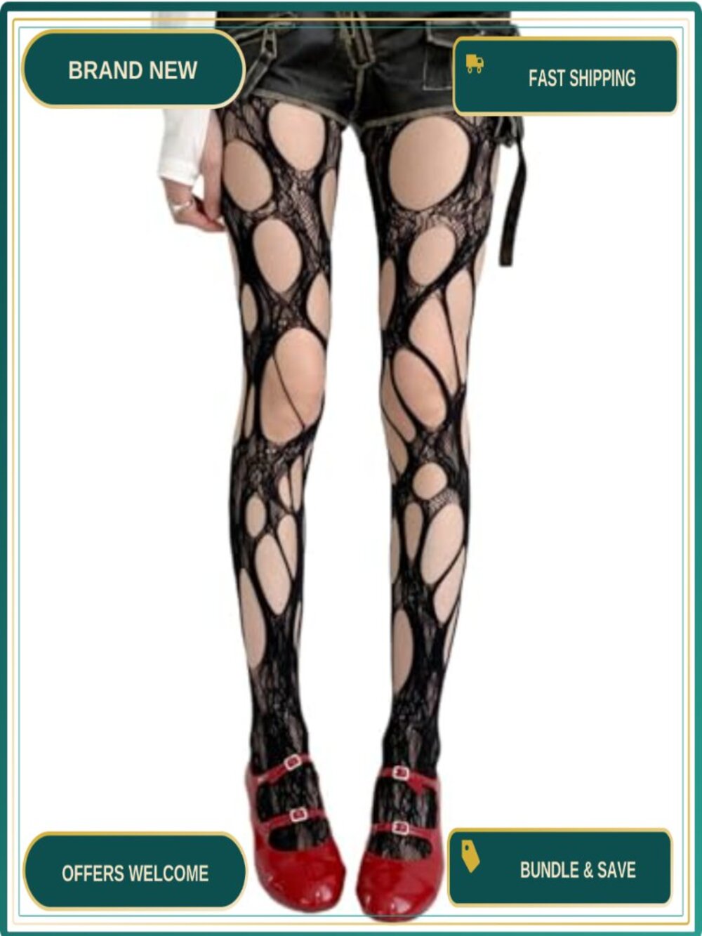Ripped Fishnet Tights Gothic Hollow Out Mesh Pantyhose Cosplay Y2k Lace